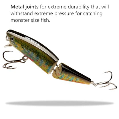 BASSROCK Minnow Swimbait Bass Trout Fishing Lure with Movable Lip Hard Bait 3.5” 1/2oz - color: Lake Char