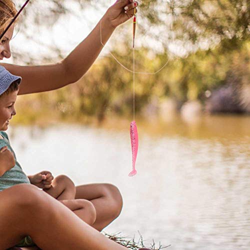 Zer one 20 PCS Fishing Soft Lure 7.5cm/2g Plastic T Tail Bait Artificial Worm Swimbait for Bass Trout Walleye Fishing Accessory - color: Pink