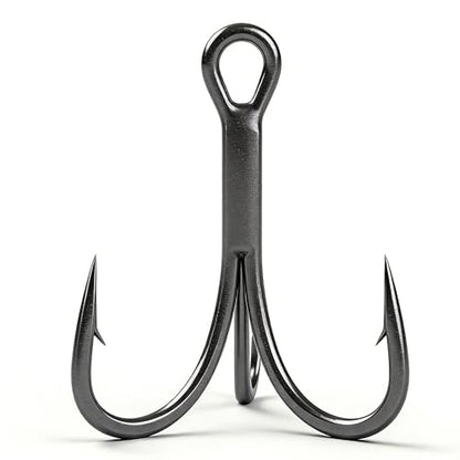 50pcs High Carbon Steel Fishing Treble Hooks - Super Sharp Solid Triple Barbed 3X Strong Professional V Design, Size 4/6/8/10/12/14, Saltwater and Freshwater Replacement Hooks - size: 3x-10#