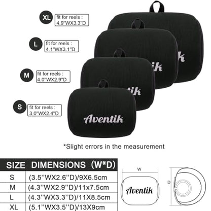 Aventik Neoprene Conventional Reel Cover Round Reel Gloves Trolling Reels Storage Reel Pouch Fits 800 1000 2000 3000 4000 5000 6000 Series Fishing Reels - color: Black, size: S:3.5''W x 2.6''D