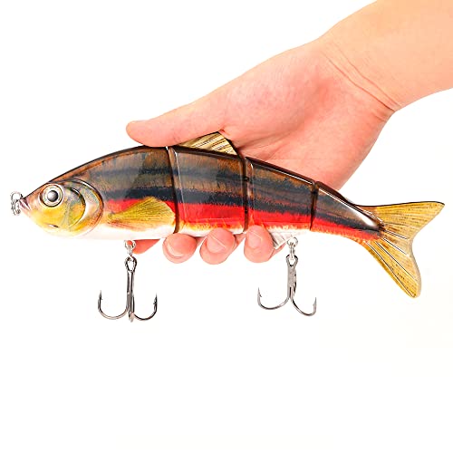 10in Multi Jointed Swimbait Fishing Lures Bait,4 Segment Big Giant Sinking Fishing Bass Lures,Crankbaits Swimbaits with Treble Hook - color: 10in,4.76oz-Color K