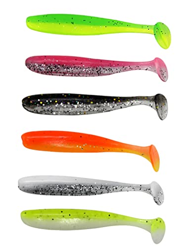 Toasis Fishing Soft Plastics Paddle Tail Swimbait Bass Trout Fishing Lures 2.8-inch Pack of 60 - color: Mixed
