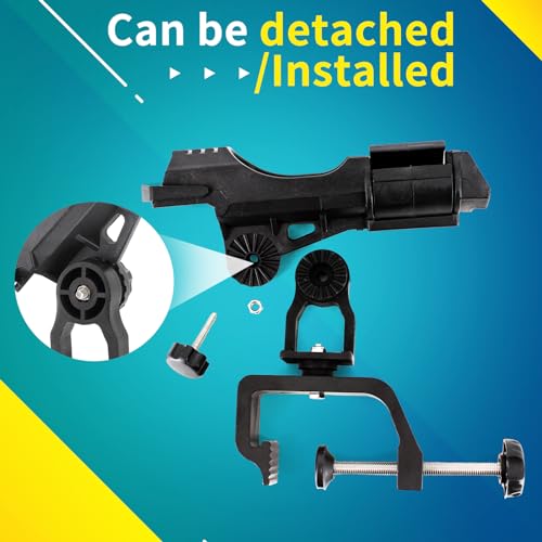 2 Pack Fishing Rod Holder, 360 Degree Adjustable Clamp, For Boat, Kayaks