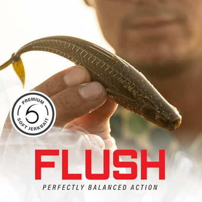 6th Sense Flush 5.2 Soft Jerkbait – Realistic Fin Details, Keel-Style Belly, Built Weed Guard – 5.2inch (8/pk) - Made in The USA (Ghost Ice Minnow)