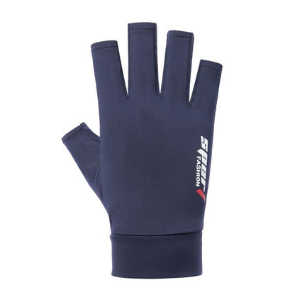 INOGIH Half-Finger Driving Gloves for Men Women,Summer Lightweight Non-Slip Sun-Gloves for Cycling Fishing Sailing Rowing - color: Navy