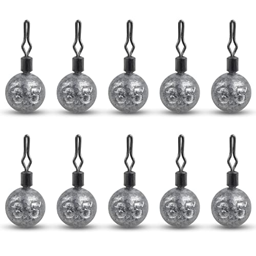 Drop Shot Weights Kit Round Cannonball Fishing Sinkers Weights Bass Casting Fishing Weights Swivel Drop Shot Sinker Rig Tackle for Bass Fishing Freshwater Saltwater - style: 1/8oz-30pcs