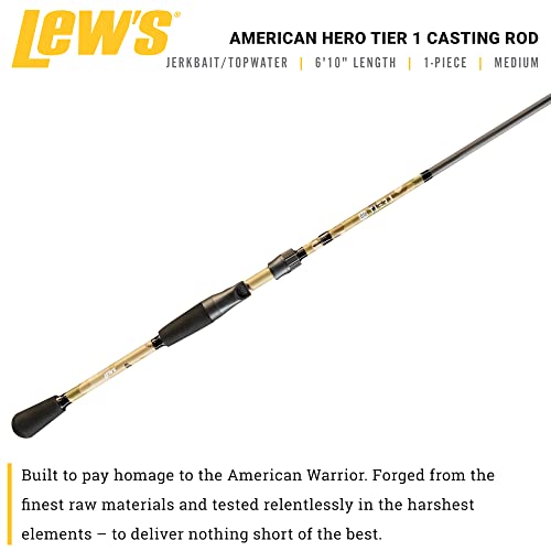 Lew's American Hero Tier 1 Casting Fishing Rod, HM50 Graphite Blank with Stainless Steel Guides, Split Grip EVA Handle, Multicam - size: 6'10", style: 6'10"