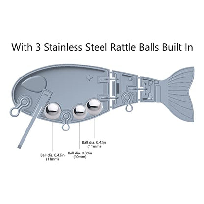 BASSROCK Topwater Fishing Lures for Bass Pike Salmon Floating Swimbait Jointed Crankbait Freshwater Saltwater 4.9in/1.76oz RK1001 - color: Baby Bass, size: 4.9in/1.76oz