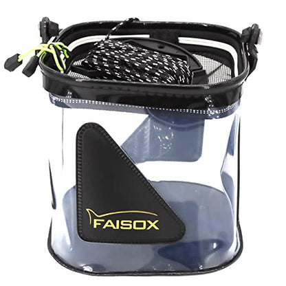 Minnow Bucket 7L/10L/12L Fishing Live Bait Transparent Container Tank Live Well for Fish Basket with Net Lids
