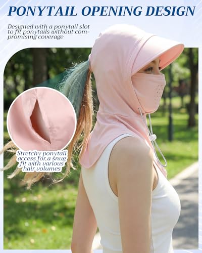 Shihanee 3 Pack Balaclava Face Mask Sun Protection Hood Cooling Breathable Full Head Mask for Men Women Fishing Cycling - color: Black, Gray, Pink