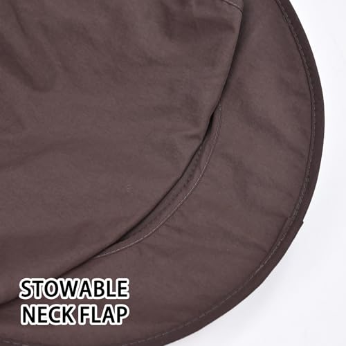 Sun Hats for Men Women Fishing Hat UPF 50+ Breathable Wide Brim Bucket Hats Summer UV Protection Safari Hat with Neck Flap - color: Coffee