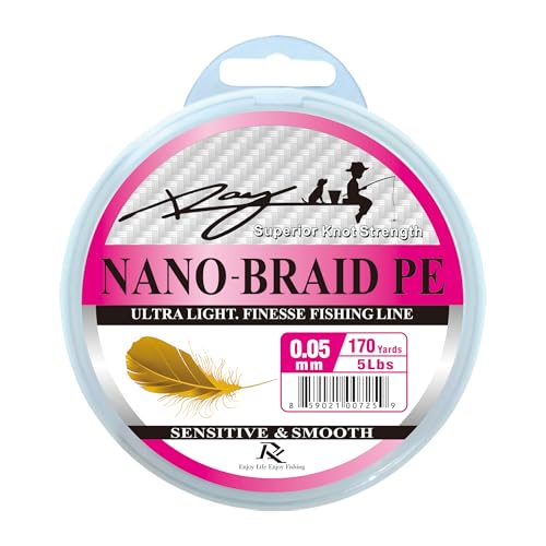 Ultra Slim Braided PE Fishing Line, Strong Knot Strength, Deign for Ultra Light Freshwater Fishing, Come with 3lb Test or 5lb Test, 170Yds Each Spool - color: Pink, size: 0.05mm-5Lbs