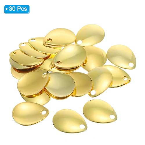 PATIKIL Fishing Lure Blades Willowleaf Lure Making - color: Golden, size: 0.9"x0.6"
