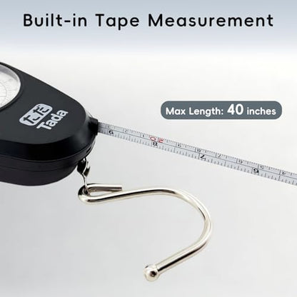 Tada 80lb/35kg Analog Fish Scale with 39-Inch Tape Measure | Manual Scale for Fishing, Farm, Luggage with Memory Pointer, No Battery Needed