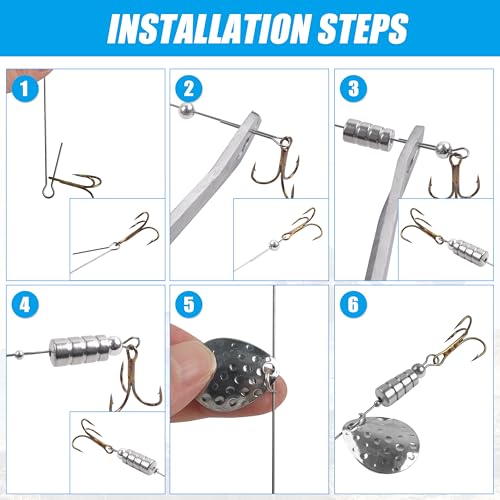 Fishing Lure Making Kit - 140pcs Spinner Making Kit Fishing Spoon Rigs Spinnerbaits DIY Acceessoires Shaft Spinner Blade Clevis Treble Hooks Fishing Spinner Blade Beads Craft Fishing Lure Making Gear