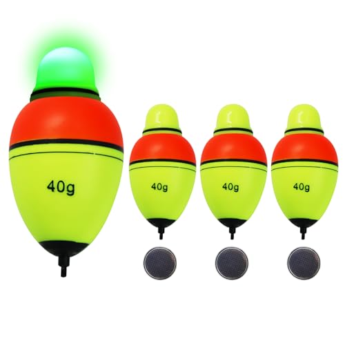 Light-Up EVA Slip Bobbers, Lighted Foam Bobbers Green & Red LED Lights Fishing Floats for Night Fishing with Cell Battery Included - color: RED-YELLOW 40G LED FLOAT-3PCS