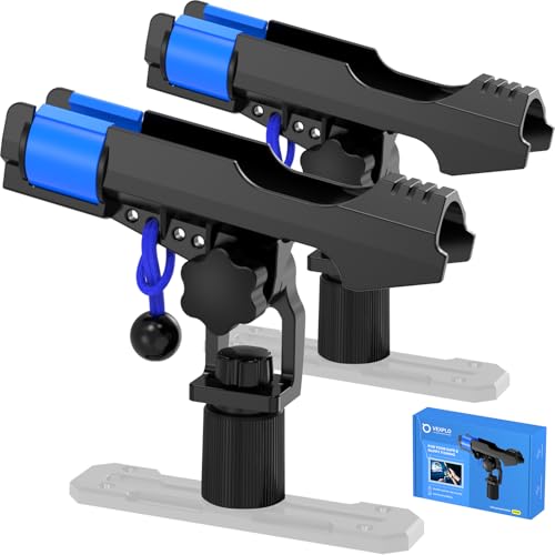 VEXPLO Track Mount Kayak Rod Holder, Fishing Pole Holder for Boat 2 Pack | Secure Dual T-bolt Kayak Fishing Rod Holder with Bungee Cords for Kayak & Canoe,Versatile Rail /Deck Top/Side Mount Options