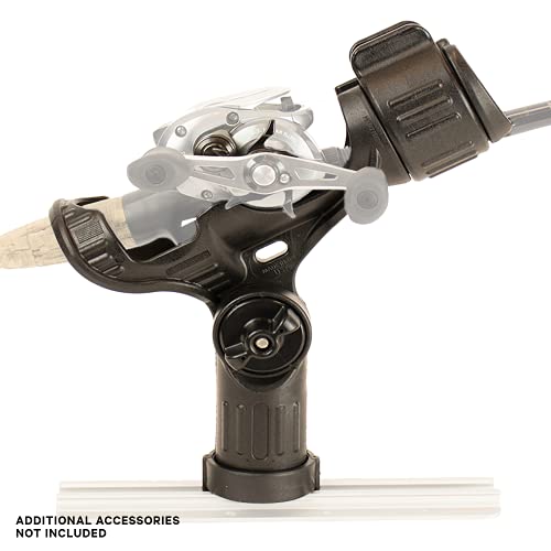 YakAttack Omega Rod Holder | Track Mount Fishing Rod Holder for Kayak & Boat | Compatible with Spinning, Casting, Fly Reels | LockNLoad System | Secure & Adjustable | Kayak Track Mount Accessories
