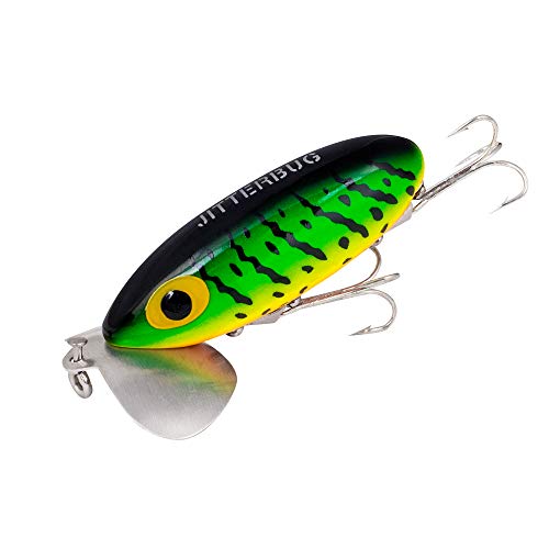 Arbogast Jitterbug Topwater Bass Fishing Lure - Excellent for Night Fishing - color: Fire Tiger, size: 2 1/2" 3/8 oz