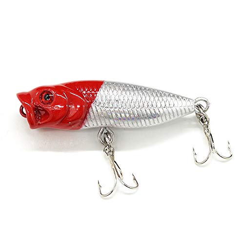 Seasky Fishing Plug Lures Micro Popper Topwater Trout Attack in Freshwater - color: Redhead