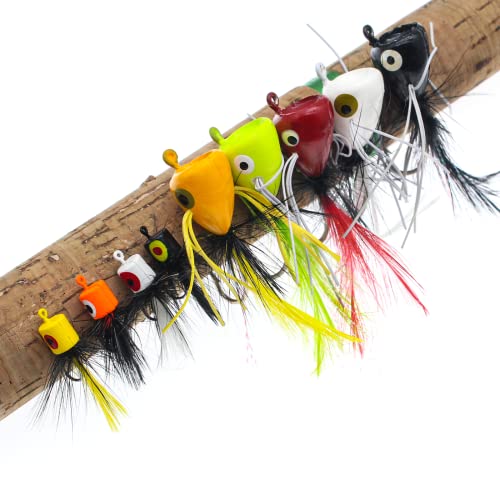 Fly Fishing Poppers Fly Fishing Dry Flies Topwater Fishing Lures Bass Popper Flies Bugs Lures Panfish Bait Fly Trout Bobber Flies Kit for Bass Trout Panfish Bluegill Salmon - color: B: 20pcs Fly Fishing Poppers