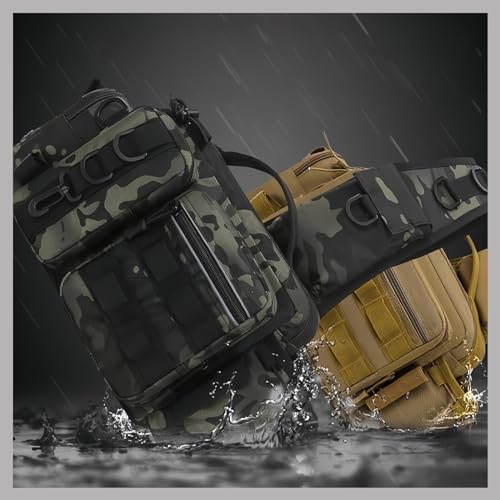 Fishing Tackle Backpack Fishing Fanny Pack Crossbody Bag Fishing Tackle Box Organizer with Rod & Gear Holder, Ideal for Fishing, Camping, Hiking and More!-YIANTU - color: Wolf Brown