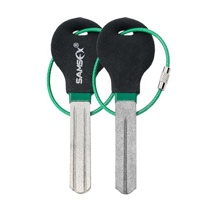 SAMSFX Fishing Hook Sharpener Hook File for Fishing Diamond File with Handle Portable Double Sided Fine and Medium Grits for Men - color: Black & Green