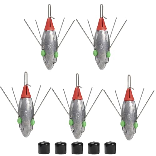THKFISH 5 Pcs Sputnik Sinkers Surf Fishing Weight, Heavy-Duty Long Tail Lead Weights Saltwater Surf Casting Sinkers, Catfishing, and Beach Adventures in Ocean Sea Sand - size: mix-5pcs