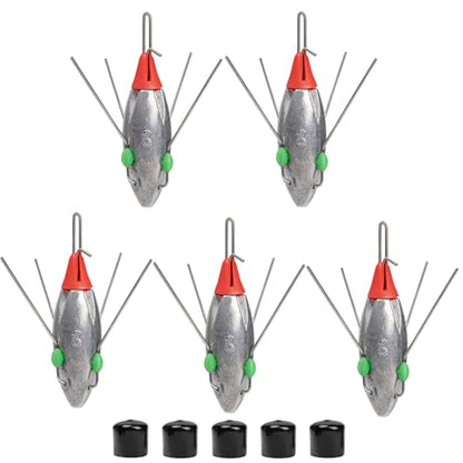 THKFISH 5 Pcs Sputnik Sinkers Surf Fishing Weight, Heavy-Duty Long Tail Lead Weights Saltwater Surf Casting Sinkers, Catfishing, and Beach Adventures in Ocean Sea Sand - size: mix-5pcs