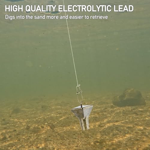 Dr.Fish 5 Pack Storm Sinker Pyramid Hatteras Surf Fishing Lead Weight Saltwater Beach Casting Sea Bottom Holder Inshore