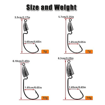 MAFIMOEA Bullet Jig Heads Weighted Texas Rig Hooks Swimbait Hooks Bass Crappie Walleye Trout Fishing Weedless Swimbait Jig Heads Saltwater Freshwater - size: 5g-20pcs