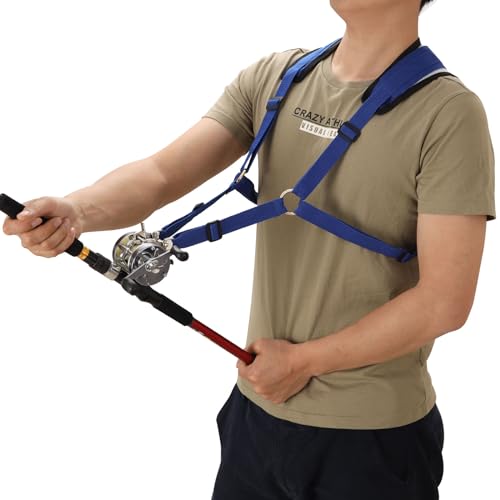 PELLOR Fishing Shoulder Back Harness, Ultralight Fishing Rod Holder Vest, Adjustable Sea Fishing Vest Tackle Equipment for Fishing Big Fish