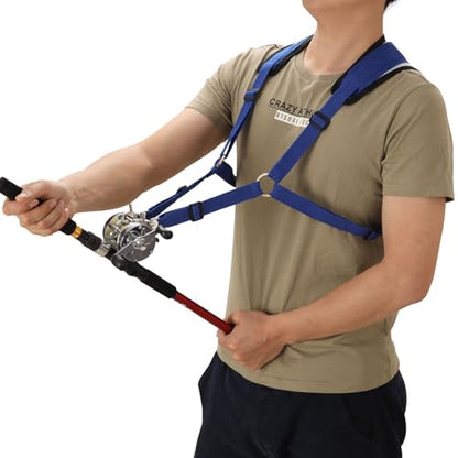 PELLOR Fishing Shoulder Back Harness, Ultralight Fishing Rod Holder Vest, Adjustable Sea Fishing Vest Tackle Equipment for Fishing Big Fish