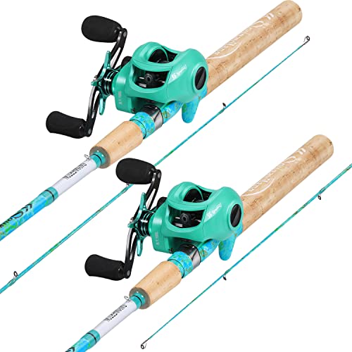 Sougayilang Fishing Rod and Reel Combo, 2-Piece 5-Foot 6-Inch Graphite & Fiberglass Rod, Durable and Strong, Quickset Anti-Reverse Fishing Reel (1Pack/2Pack) - color: Casting Combo - Right- 2 PACKS