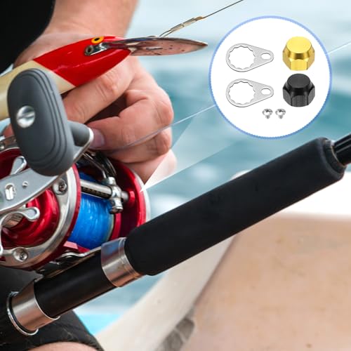 Fishing Reel Screw Nut Caps, Right Handle Locking Plate Nut Replacement Part - color: Black/Gold, size: M8