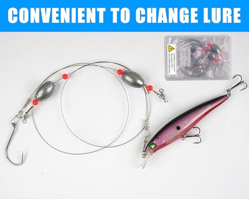 Fishing Egg Sinker Weight Rigs Carolina Rig,4pcs Grouper Rig Wire Leader with Sinker Weights Saltwater Bottom Surf Fishing Rigs for Catfish Flounder Grouper Drum Halibut Snapper - size: 0.5oz_4pcs
