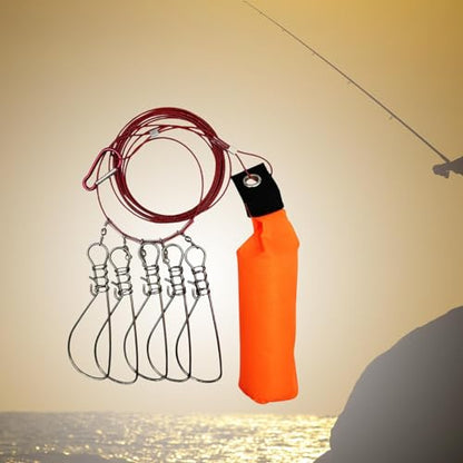 Fishing Lock Buckle Fish Stringer Clip Buckle Line Stainless Steel Snap Hook with Float Outdoor Fish Holder Suitable for Kayak Trips pier Fishing