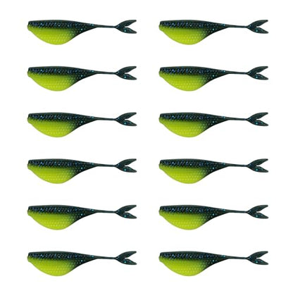 6th Sense – Clobber Minnow 2" – Soft Plastic Minnow – Crappie/Panfish Fishing – FFS Sonar Bait – (12 per Pack) Made in the USA - color: Black Neon