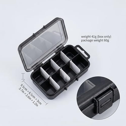 10 Compartments Fishing Tackle Storage Box,Portable Hard Fishing Tackle Case,Small Durable Containers for Storing Hooks Lure Baits Jigs Swivels and Sinker(Black)