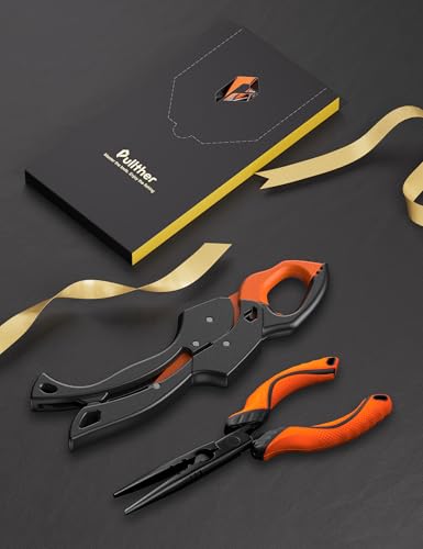 Fish Gripper 9.2",Muti-Function Line Cutter Fishing Pliers, Saltwater Fishing Tool Kit,Fishing Gear with Fishing Lanyard - color: 9"Fishing Pliers Orange