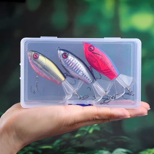 Fishing Lure Kit, Bass Fishing Lures with Lifelike 3D Eyes, Top Water Bass Fishing Lures for Freshwater and Saltwater, Ideal Bass Fishing Kit and Teaser Gift for Men