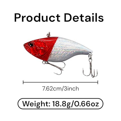 8-Piece Lipless Crankbait Vib Fishing Lure Set with Tackle Box - Rattle Bait VIB Lures for Freshwater and Saltwater Bass Fishing - Vibrating Hard Baits with Treble Hooks | Thrive Tackle