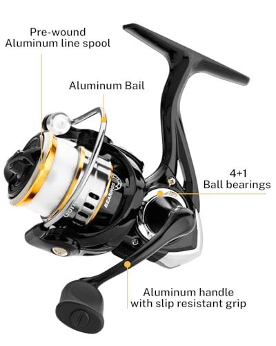 Gonex Ice Fishing Rod Reel Combo Medium Light Carbon Fiber Fiberglass Portable Complete Kit Include Skimmer Spare Rod Spinning Ice Fishing Reel Ice Jig Folding Stool for Winter Fishing - size: 30in, Medium Light