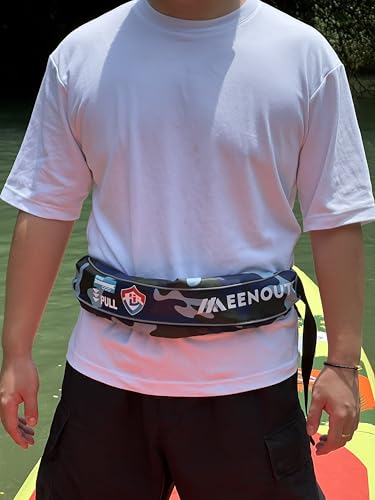 Automatic Inflatable Belt Pack Water Sports Jacket Waist Belt PFD for SUP Paddleboarding Fishing Boating Kayaking（fit 80-330 lbs） (Dark blue camouflage) - color: Dark blue camouflage