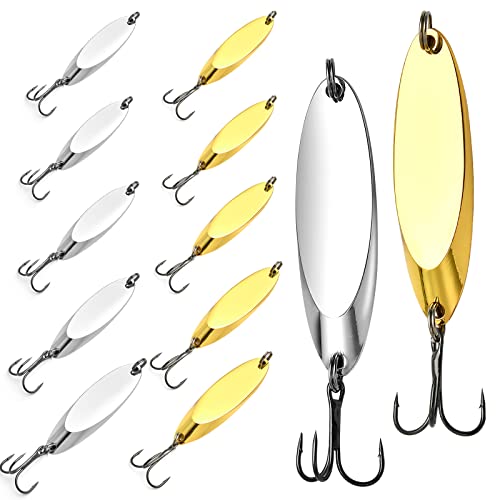 30 Pieces Fishing Spoons, 5 Sizes Treble Hooks Fishing Spoons Lures, Spoon Lures for Huge Distance Cast Saltwater Freshwater Fishing in 3/4 oz 1/2 oz 3/8 oz 1/4 oz 1/5 oz