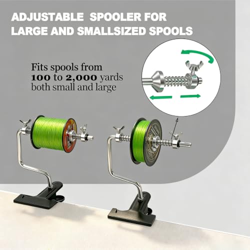 Fishing Line Spooler, Reel Winder Spooling Station for Spinning & Baitcasting Reels, Adjustable Anti-Twist & Snarl-preventing Design, Fits Multiple Line Spool Sizes