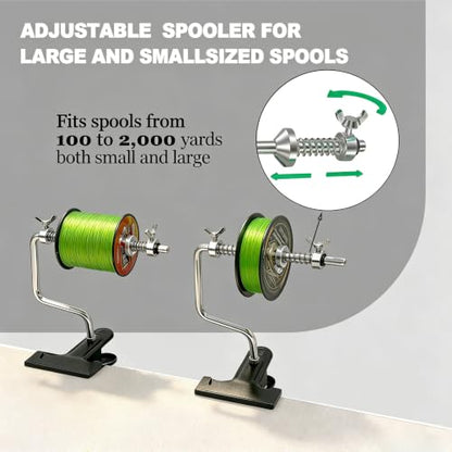 Fishing Line Spooler, Reel Winder Spooling Station for Spinning & Baitcasting Reels, Adjustable Anti-Twist & Snarl-preventing Design, Fits Multiple Line Spool Sizes