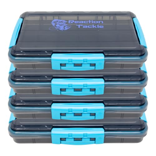 Reaction Tackle Premium Tackle Trays, Water Resistant Fishing Tackle Box Organizers with Triple Clip Closure, Removable Dividers and Clear View Design - 3600 (4-Pack) - size: 3600 (4-Pack)