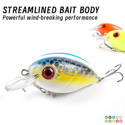 Fishing Lures Large Hard Bait Minnow VIB Lure with Treble Hook Life-Like Swimbait Fishing Bait Popper Crankbait Vibe Sinking Lure for Bass Trout Walleye Redfish - color: 10pcs 6.3cm/ 8g