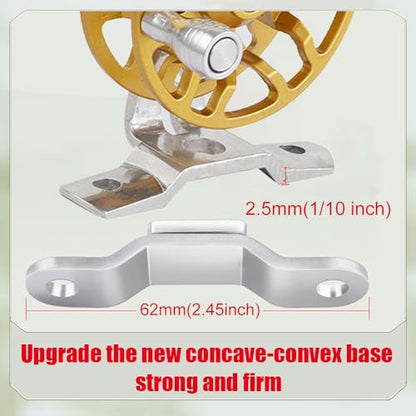Winter Fishing Reel All Metal 1.76oz(50g) Lightweight 2.1inch(53mm) Upgrade Base Right Hand Mini Fly Wheel for Trout Pike Ice Fishing Tackle - color: Yellow